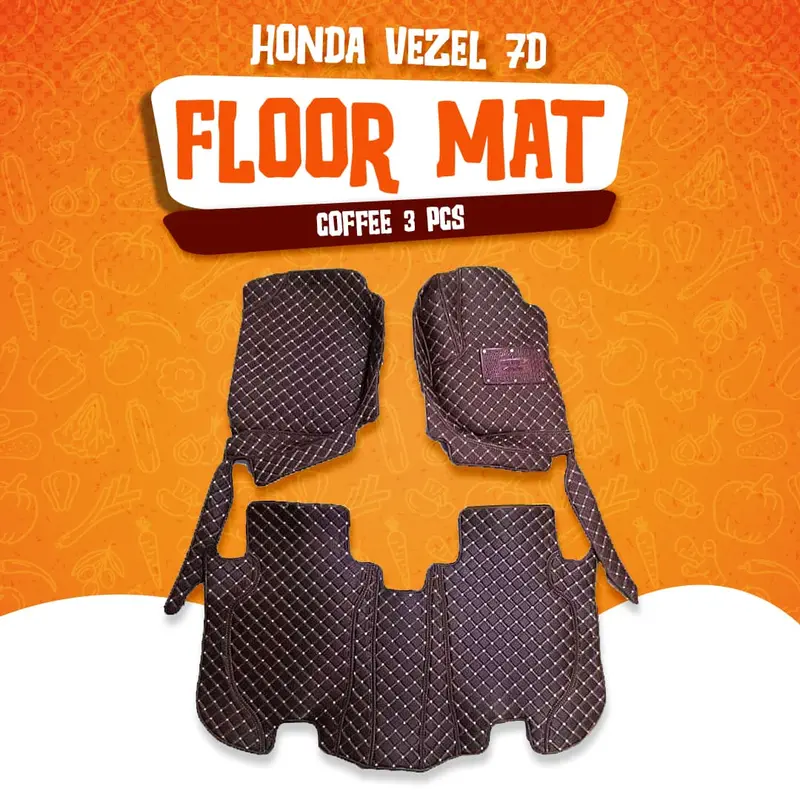 Honda Vezel 7D Floor Mats - Coffee - 3 Pcs Set 2013 - 2025 1