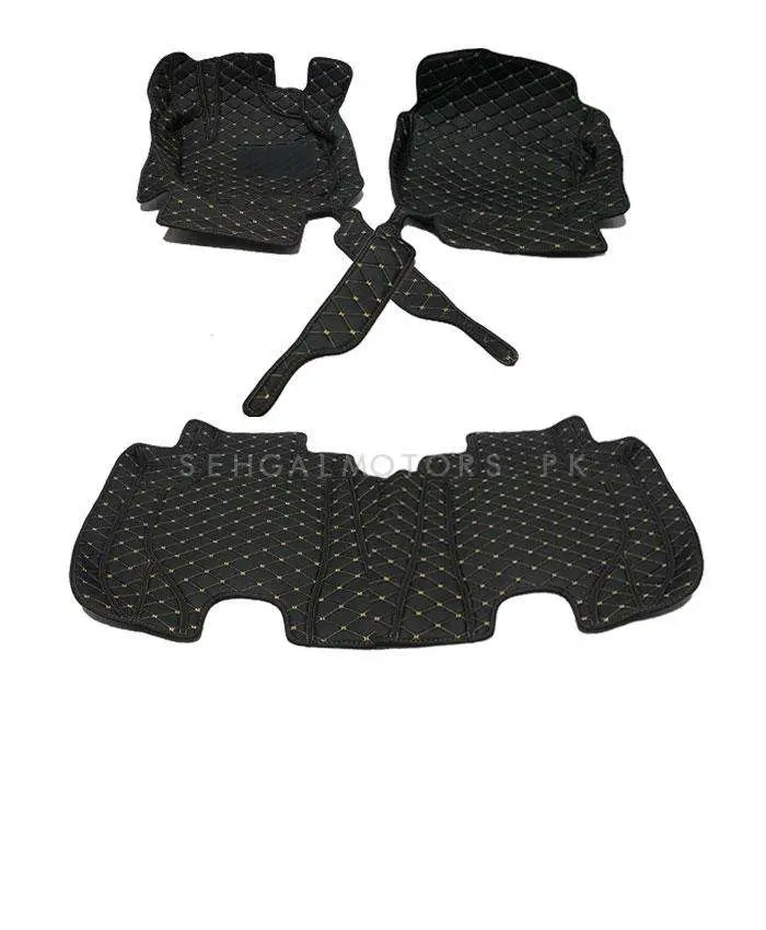 Honda Vezel 7D Floor Mats Mix Thread - Black 3 Pcs Set 2013 - 2025 - 3 Pcs Set 2