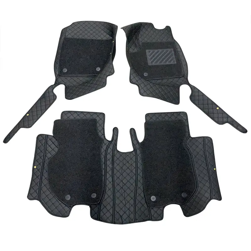 Honda Vezel 9D Floor Mats Mix Thread 3 Pcs 2013 - 2025 - Black With Black Grass 2