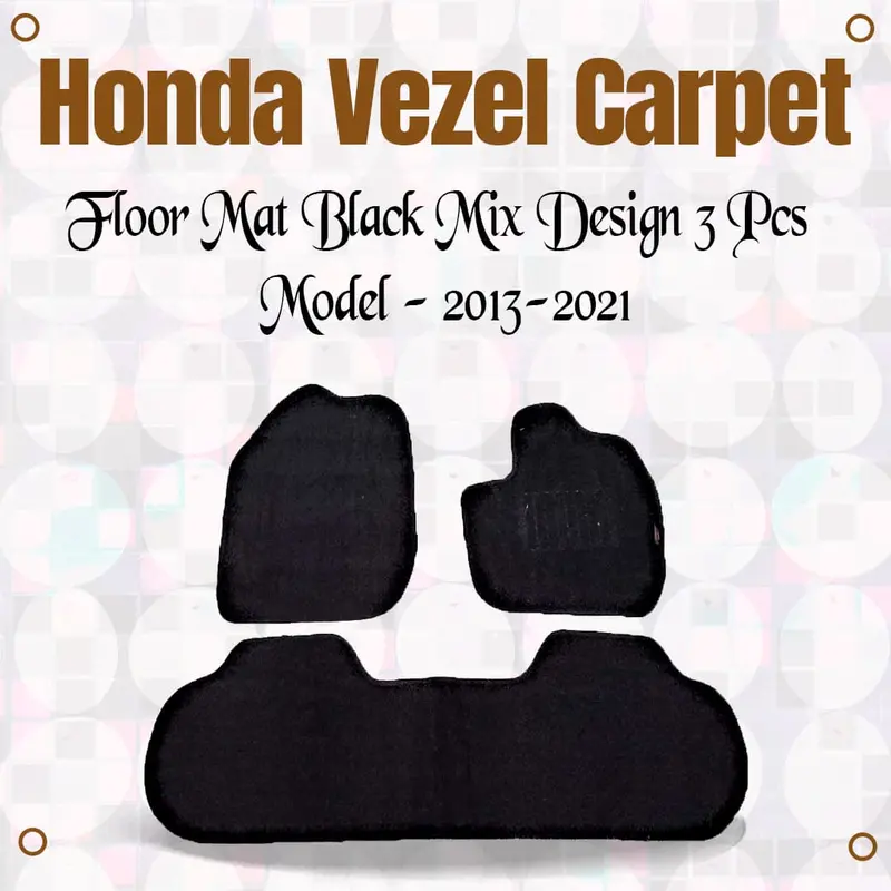 Honda Vezel Carpet Floor Mat Black Mix Design 3 Pcs 2013 - 2025 1