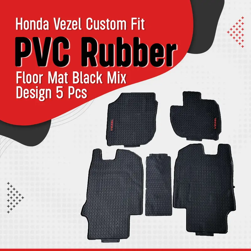 Honda Vezel Custom Fit Pvc Rubber Floor Mat Black Mix Design 5 Pcs 2013 - 2025 1