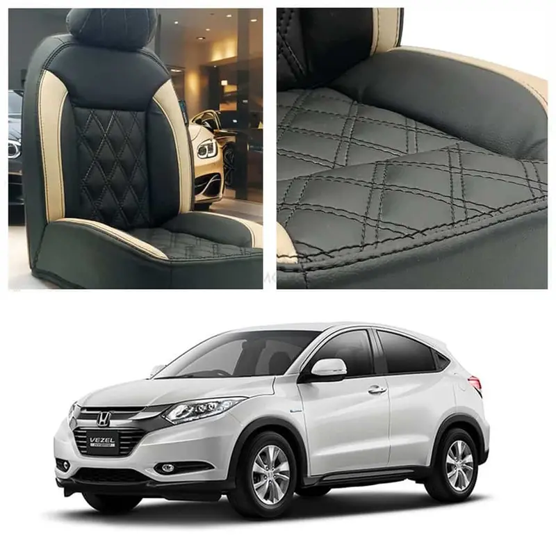 Honda Vezel Diamond Cut Black Beige Seat Covers 2013 - 2025 1