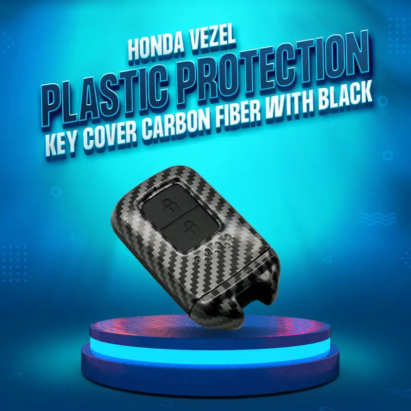 Honda Vezel Plastic Protection Key Cover Carbon Fiber With Black Pvc 2013 - 2025 - 2 Buttons 1