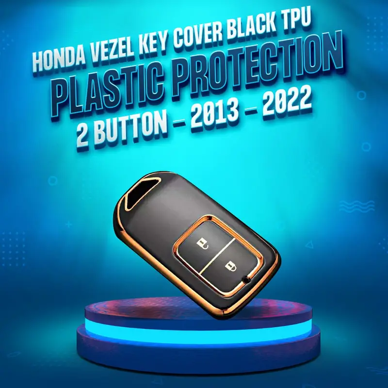Honda Vezel Tpu Key Cover Black With Golden 2 Buttons 2013 - 2025 1