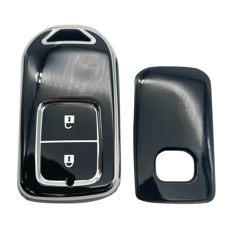 Honda Vezel Tpu Plastic Protection Key Cover Black With Chrome 2013 - 2025 - 2 Buttons 2