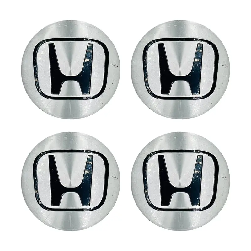 Honda Wheel Cap Logo Chrome With Black Center Hub Badge Sticker - 4 Pieces 2