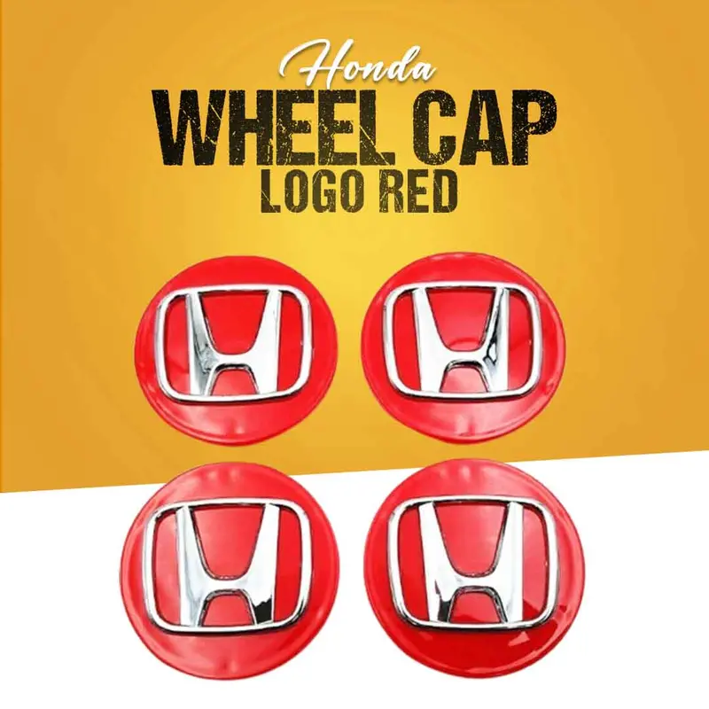 Honda Wheelcap Logos 4 Pcs Center Hub Badge Sticker - Red 1