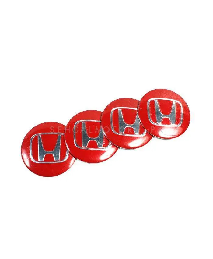 Honda Wheelcap Logos 4 Pcs Center Hub Badge Sticker - Red 2