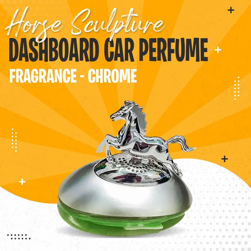 Horse Sculpture Dashboard Car Perfume Fragrance - Chrome 1
