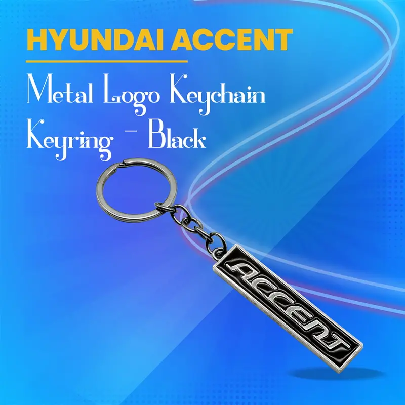 Hyundai Accent Metal Logo Keychain Keyring - Black 1