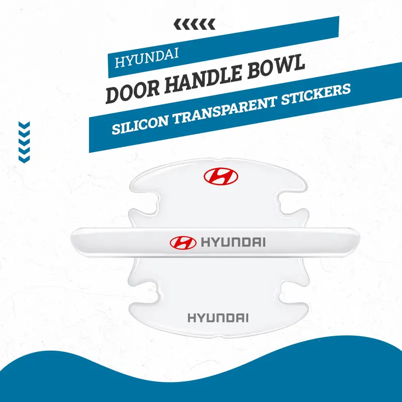 Hyundai Door Handle Bowl Silicon Transparent Stickers Anti Collision Protection Strip - 8Pc 1