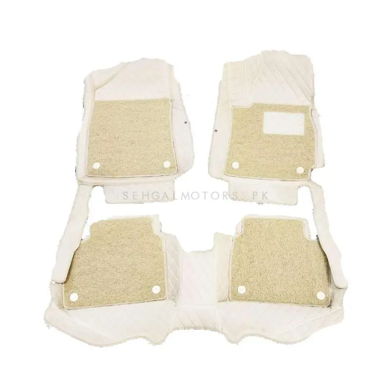Hyundai Elantra 9D Floor Mats Mix Thread Grass 3 Pcs 2021 - 2024 - Beige With Beige 2