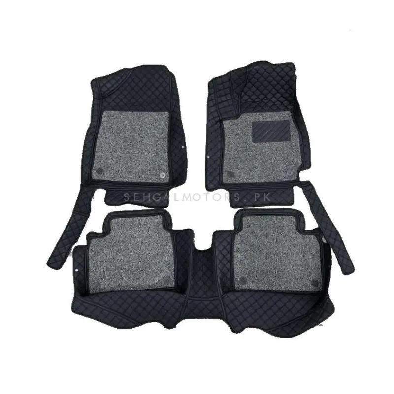 Hyundai Elantra 9D Floor Mats Mix Thread Grass 3 Pcs 2021 - 2024 - Black With Grey 2
