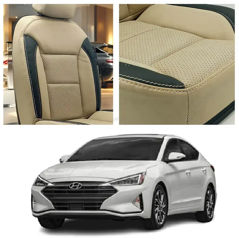 Hyundai Elantra Breathable Beige Black Seat Covers 2021 - 2024 1
