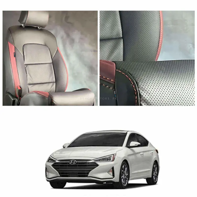 Hyundai Elantra Breathable Black Red Seat Covers 2021 - 2024 1