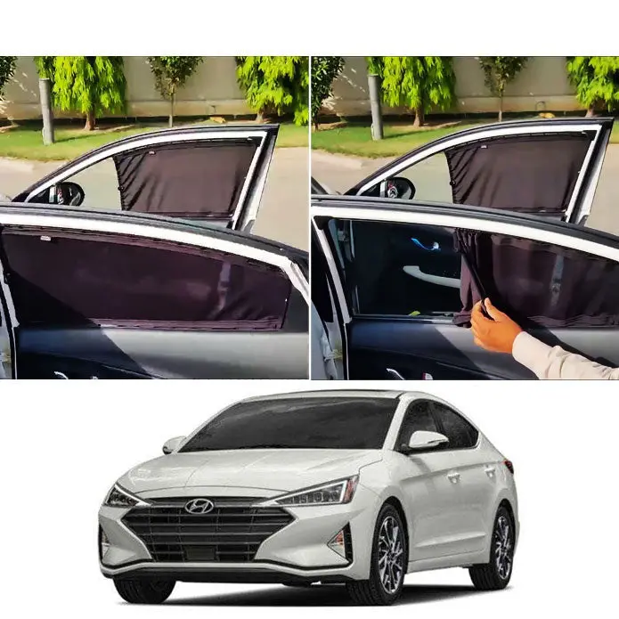 Hyundai Elantra Custom Fit Retractable Curtains 2021 - 2024 - Sun Shade - Parda 1