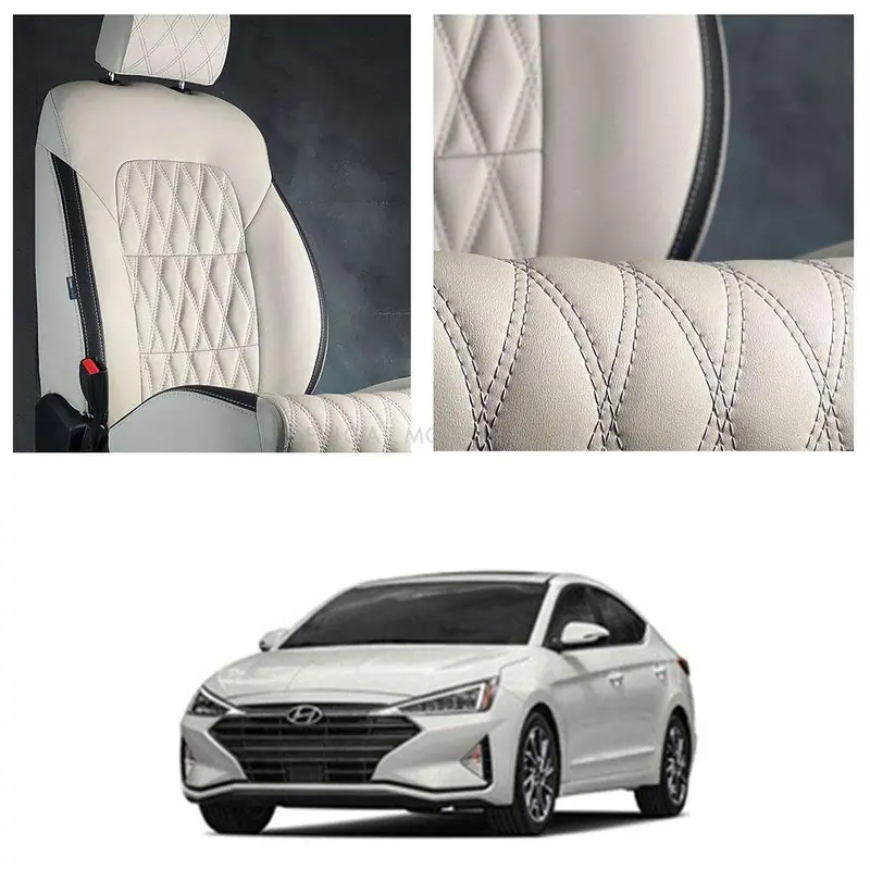 Hyundai Elantra Diamond Cut Beige Black Seat Covers 2021 - 2024 1