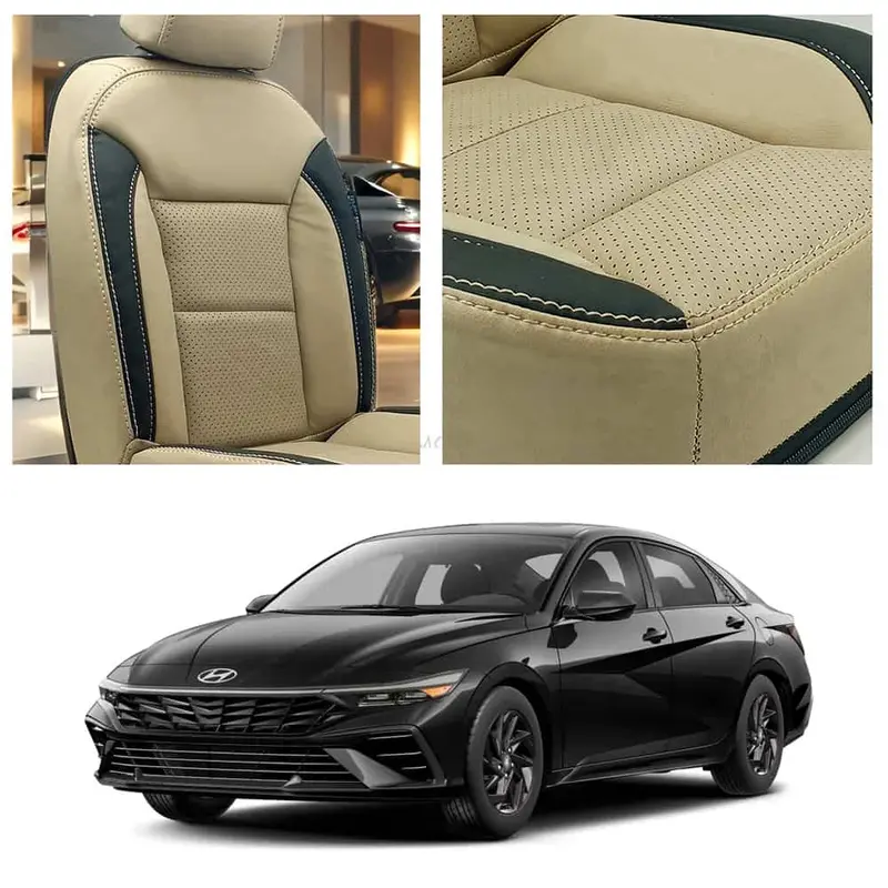 Hyundai Elantra Hybrid Breathable Beige Black Seat Covers 2025 - 2026 1