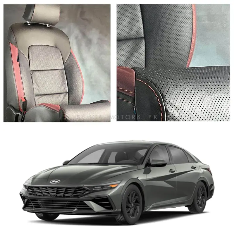 Hyundai Elantra Hybrid Breathable Black Red Seat Covers 2025 - 2026 1