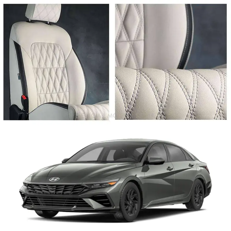 Hyundai Elantra Hybrid Diamond Cut Beige Black Seat Covers 2025 - 2026 1