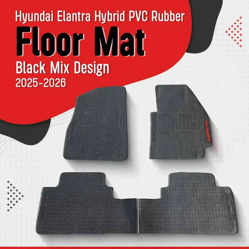 Hyundai Elantra Hybrid Pvc Rubber Floor Mat Black Mix Design 2025 - 2026 1