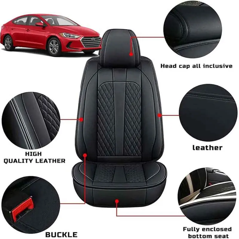 Hyundai Elantra Seat Covers Japanese Leather Black Model 2020-2021 1