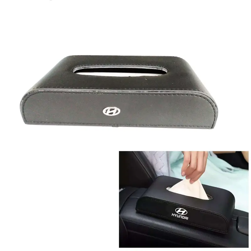 Hyundai Logo Car Tissue Holder Case Box Without Chrome 5Cm - Black 2