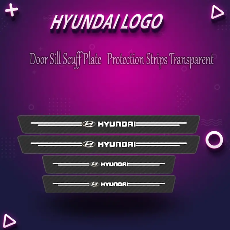 Hyundai Logo Door Sill Scuff Plate Protection Strips Transparent 1