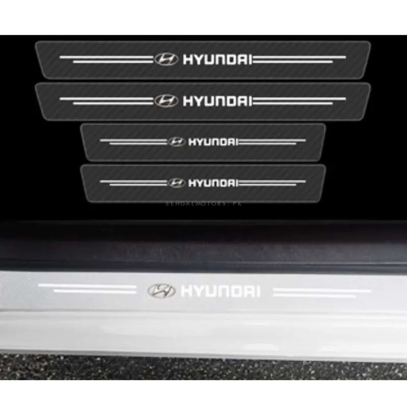 Hyundai Logo Door Sill Scuff Plate Protection Strips Transparent 2