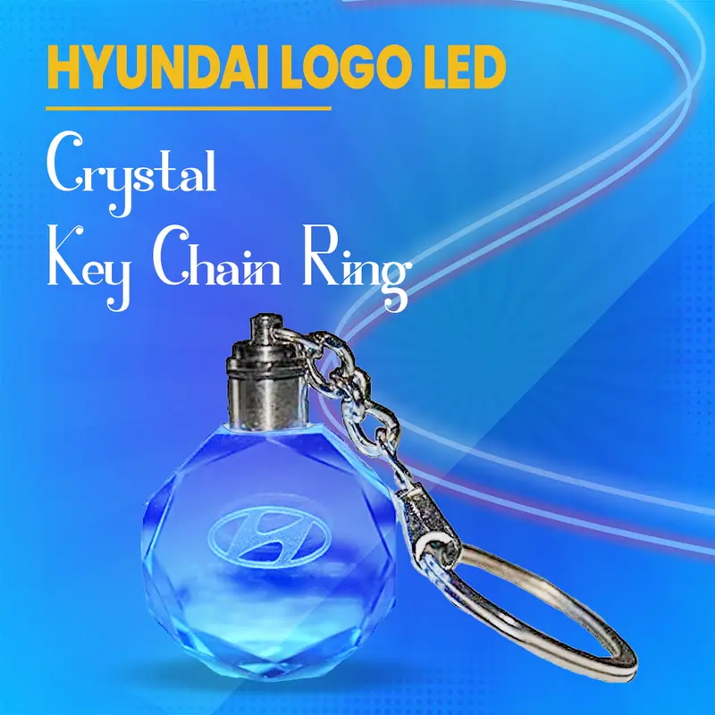 Hyundai Logo Led Crystal Keychain Ring 1
