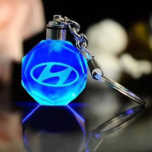 Hyundai Logo Led Crystal Keychain Ring 2
