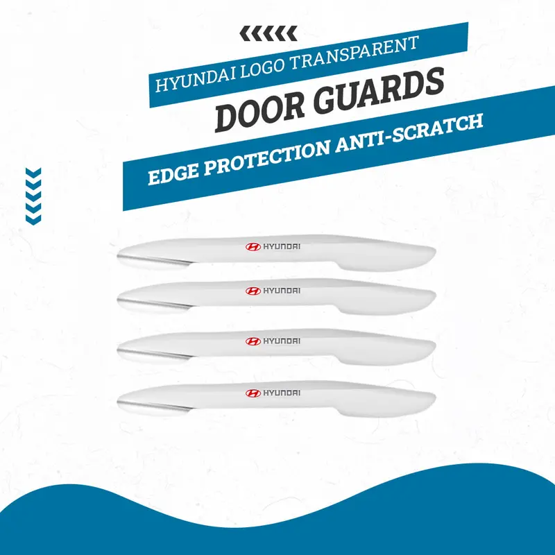 Hyundai Logo Transparent Door Guards - Edge Protection Anti-Scratch Buffer Strip 1