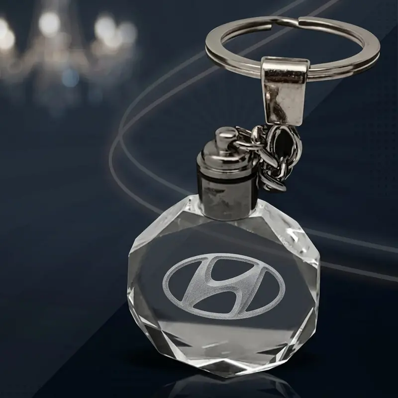 Hyundai Logo Without Led Crystal Keychain Ring 1