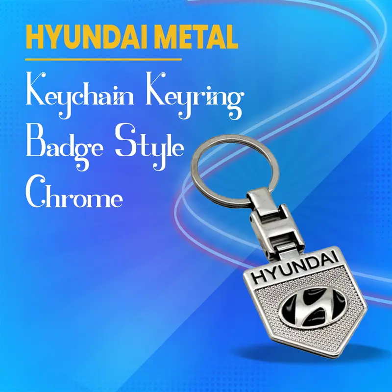 Hyundai Metal Keychain Keyring Badge Style - Chrome 1