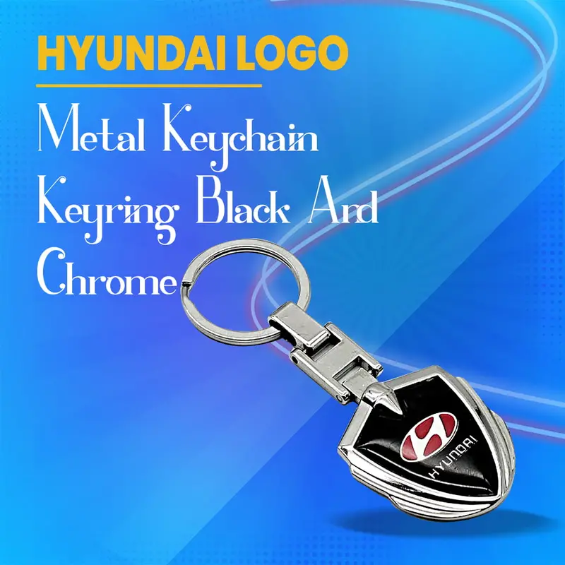 Hyundai Metal Keychain Keyring - Black And Chrome 1