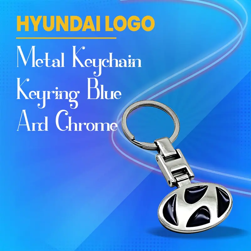 Hyundai Metal Keychain Keyring - Blue And Chrome 1