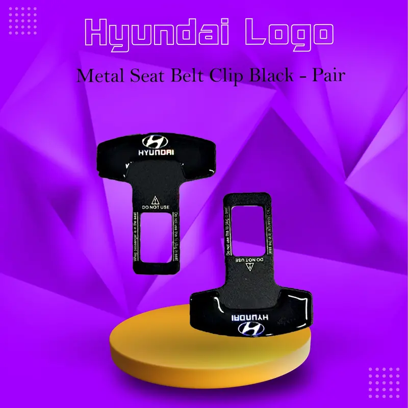 Hyundai Metal Seat Belt Clip Black - Pair 1