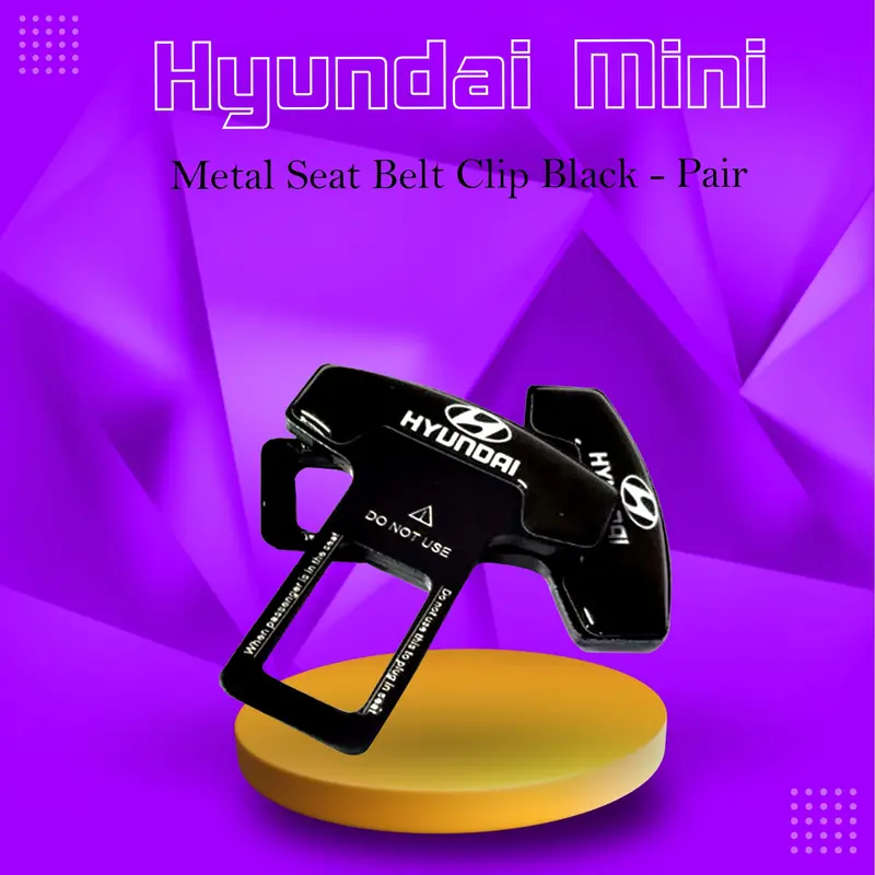 Hyundai Mini Metal Seat Belt Clip Black - Pair 1