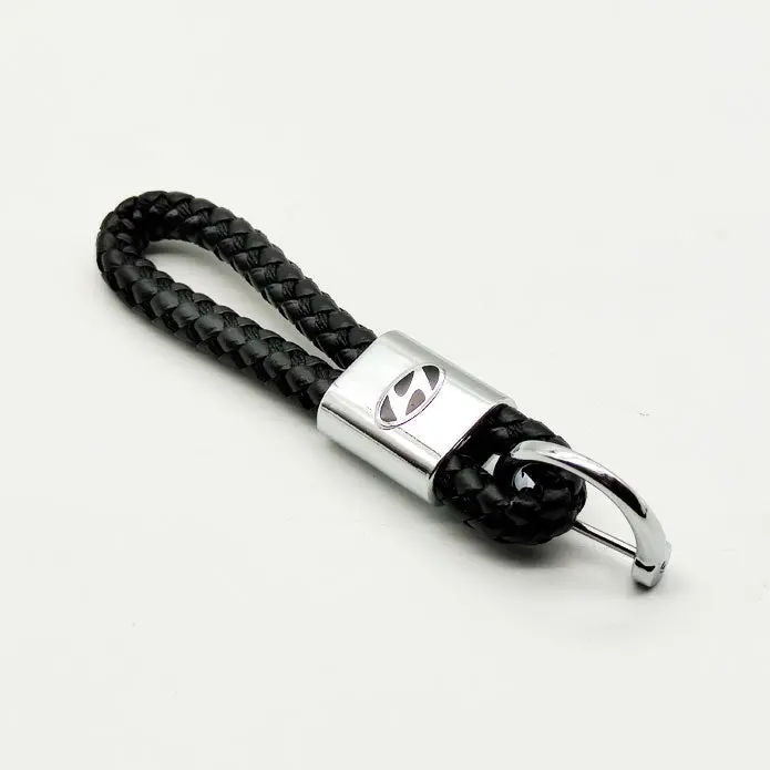 Hyundai Premium Leather Rosary Keychain Keyring - Black 2