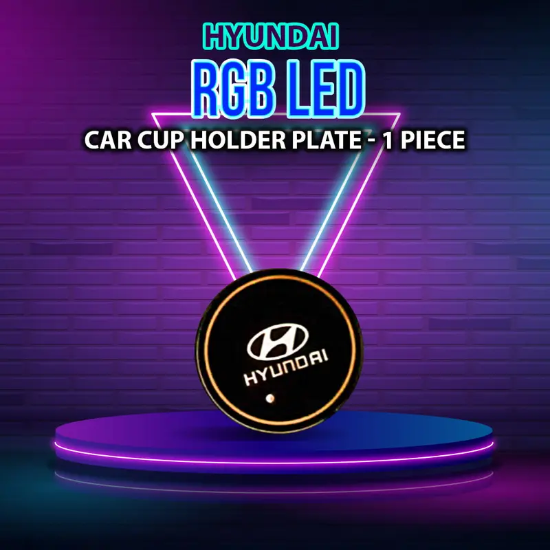 Hyundai Rgb Led Car Cup Holder Plate - 1 Piece - Glass Cup Coaster Car Rgb Led Cup Holder Mat Pad Coaster Rechargeable 1