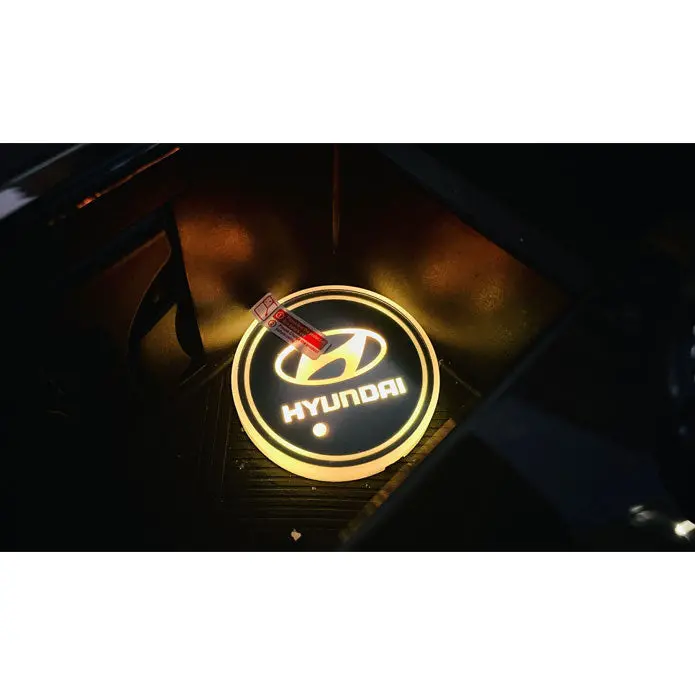 Hyundai Rgb Led Car Cup Holder Plate - 1 Piece - Glass Cup Coaster Car Rgb Led Cup Holder Mat Pad Coaster Rechargeable 2