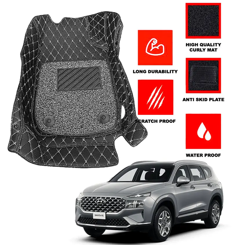Hyundai Santa Fe (4Pcs) 9D Floor Mat Model 2024 1