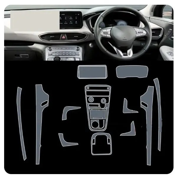 Hyundai Santa Fe Interior Ppf Tpu Sheets - Model 2019-2023 - Paint Protection Film 1