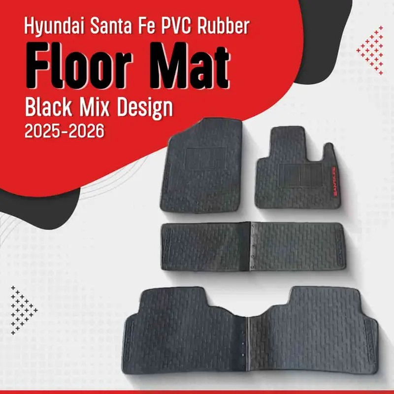 Hyundai Santa Fe Pvc Rubber Floor Mat Black Mix Design 4 Pcs 2025-2026 1