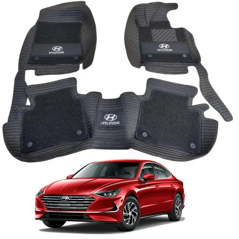 Hyundai Sonata 10D Floor Mats Black With Black Grass 3 Pcs - Model 2021-2022 1