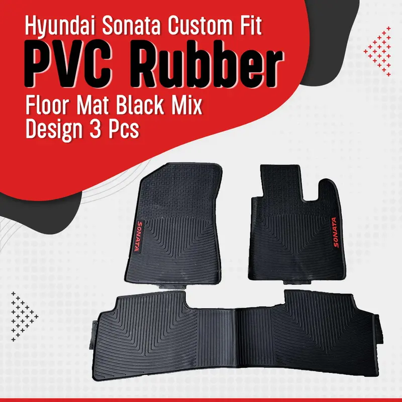 Hyundai Sonata Custom Fit Pvc Rubber Floor Mat Black Mix Design 3 Pcs 2021 - 2024 - 2021-2024 1