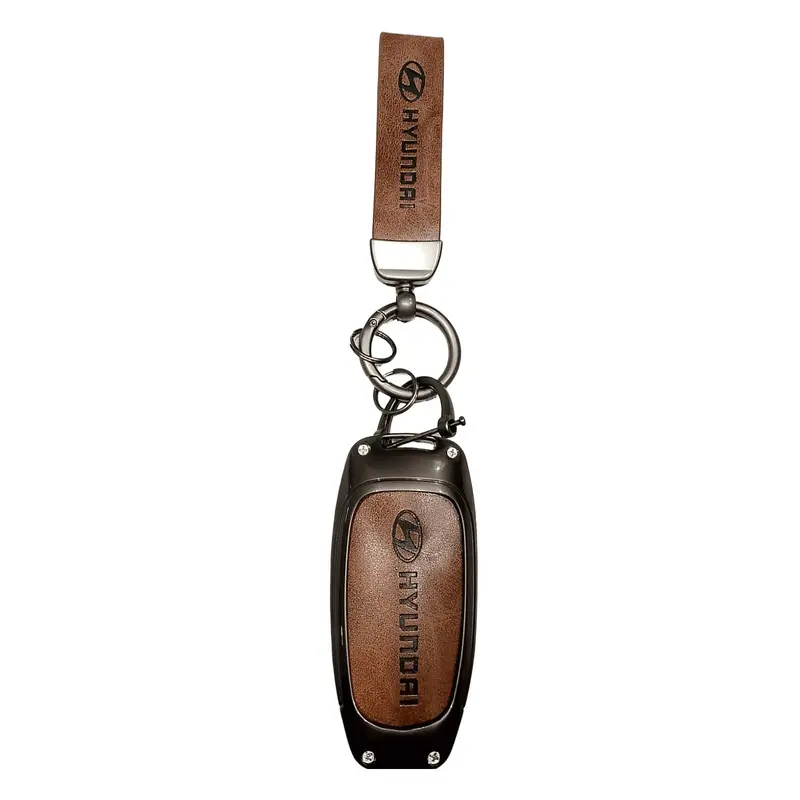 Hyundai Sonata Metal Key Shell Case Cover Brown With Logo - Key Chain - Replacement Casing 2