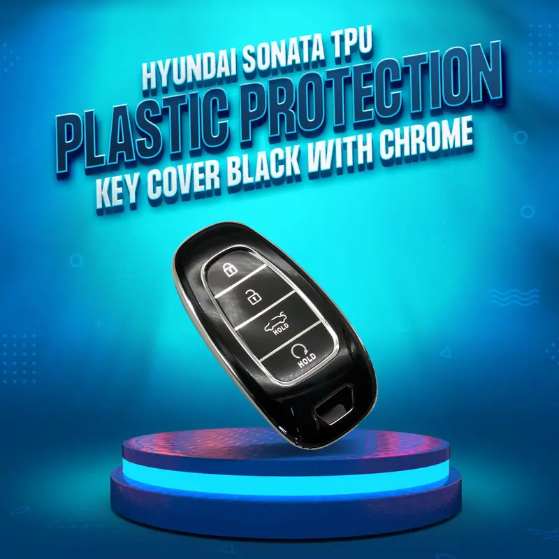 Hyundai Sonata Tpu Plastic Key Cover Black With Chrome 2021 - 2024 1