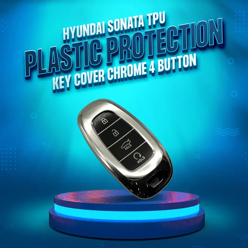 Hyundai Sonata Tpu Plastic Key Cover With Black With Chrome - 4 Button 2021 - 2024 1