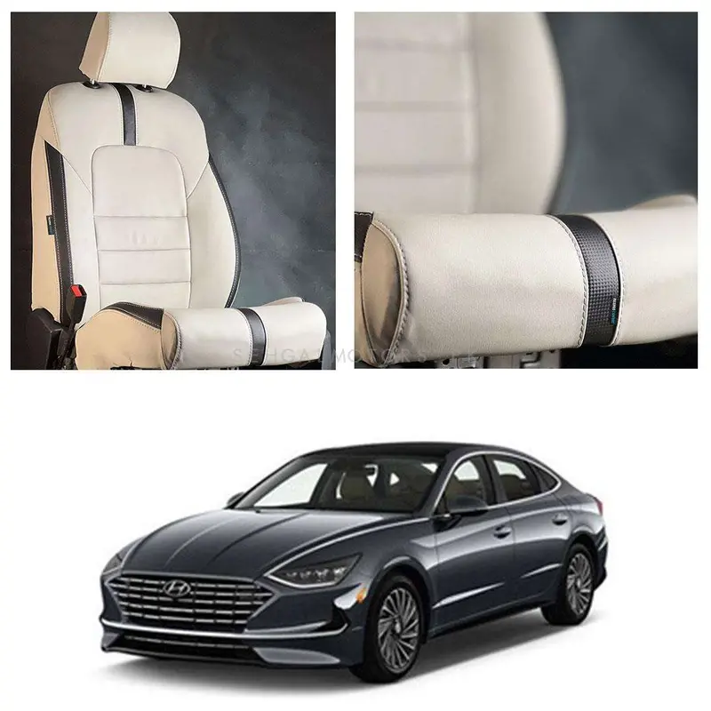 Hyundai Sonata Type R Beige Black Seat Covers 2021 - 2024 1